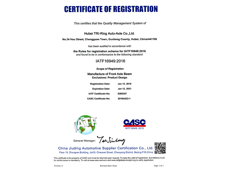 CERTIFICATE OF REGISTRATION